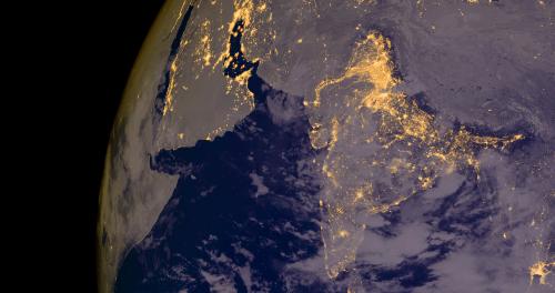 India and Middle East lights during night as it looks like from space. Elements of this image are furnished by NASA.