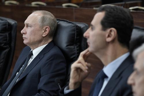 Russian President Vladimir Putin and Syrian President Bashar al-Assad attend a meeting in Damascus, Syria January 7, 2020. Picture taken January 7, 2020. Sputnik/Aleksey Nikolskyi/Kremlin via REUTERS  ATTENTION EDITORS - THIS IMAGE WAS PROVIDED BY A THIRD PARTY.