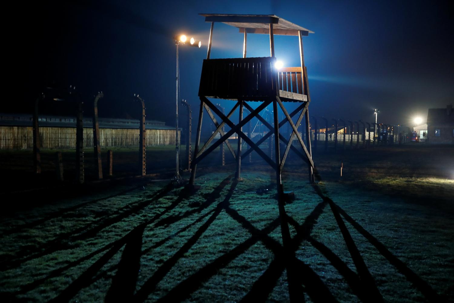 A sentry box is pictured on the site of the former Nazi German concentration and extermination camp Auschwitz II-Birkenau, during the ceremonies marking the 75th anniversary of the liberation of the camp and International Holocaust Victims Remembrance Day, in Brzezinka near Oswiecim, Poland, January 27, 2020. REUTERS/Kacper Pempel