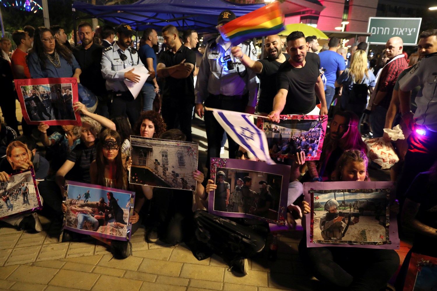 Supporters of the 'BDS' movement protest outside the venue where the 2019 Eurovision song contest final is about to take place in Tel Aviv, Israel May 18, 2019. REUTERS/Ammar Awad