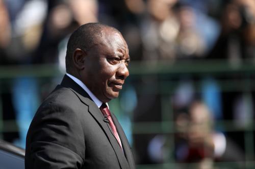 Cyril Ramaphosa arrives for his inauguration as South African president, at Loftus Versfeld stadium in Pretoria, South Africa May 25, 2019. REUTERS/Siphiwe Sibeko