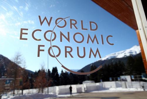 A sign is pictured at the Congress Center ahead of the World Economic Forum (WEF) annual meeting in Davos, Switzerland January 20, 2020. REUTERS/Denis Balibouse