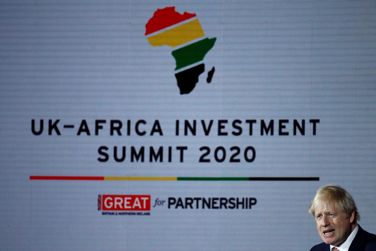Britain's Prime Minister Boris Johnson speaks at the UK-Africa Investment Summit in London, Britain January 20, 2020. REUTERS/Henry Nicholls