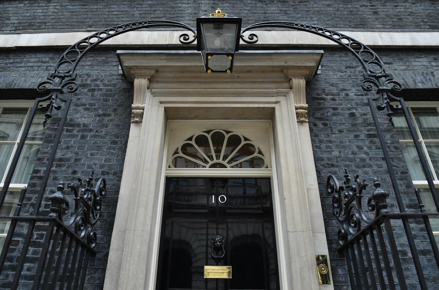 The front door of number 10 Downing Street in London.