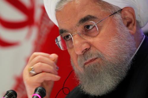 FILE PHOTO: Iranian President Hassan Rouhani speaks at a news conference on the sidelines of the United Nations General Assembly in New York, U.S., September 26, 2019. REUTERS/Brendan Mcdermid/File Photo