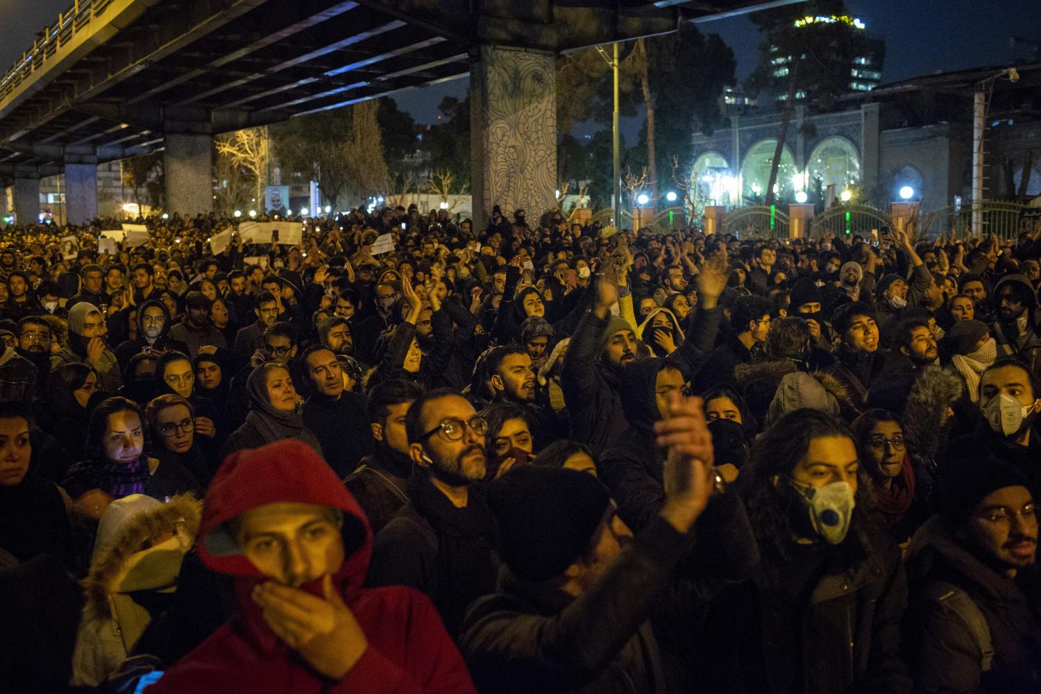 Iranian protesters demonstrate following a tribute for the victims of Ukraine International Airlines Boeing 737 in front of the Amirkabir University in the capital Tehran, on January 11, 2020.Photo By Ali Shaeigan/Parspix/ABACAPRESS.COM