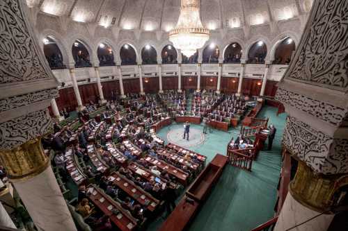Tunisian parliamentarians attends a session in the Tunisian parliament in Tunis, Tunisia on January 10, 2020, for a confidence vote on a proposed cabinet line-up. Photo by Nicolas Fauque/Images de Tunisie/ABACAPRESS.COM