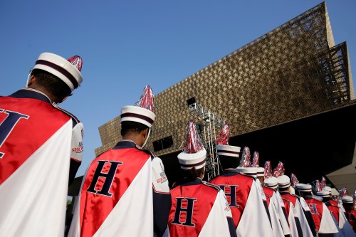 The Howard University Showtime Marching Band arrives for the dedication of the Smithsonian’s National Museum of African American History and Culture in Washington, U.S., September 24, 2016.      REUTERS/Joshua Roberts