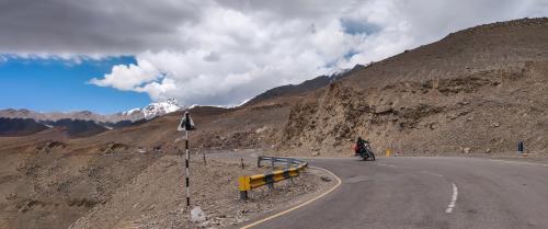 Panoramic view of Himalayan mountain roads of Ladakh region of India.