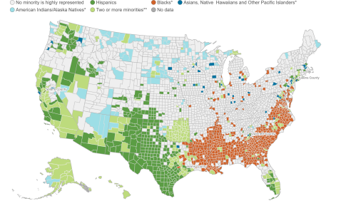 Map: where race-ethnic minority groups are highly represented, by county