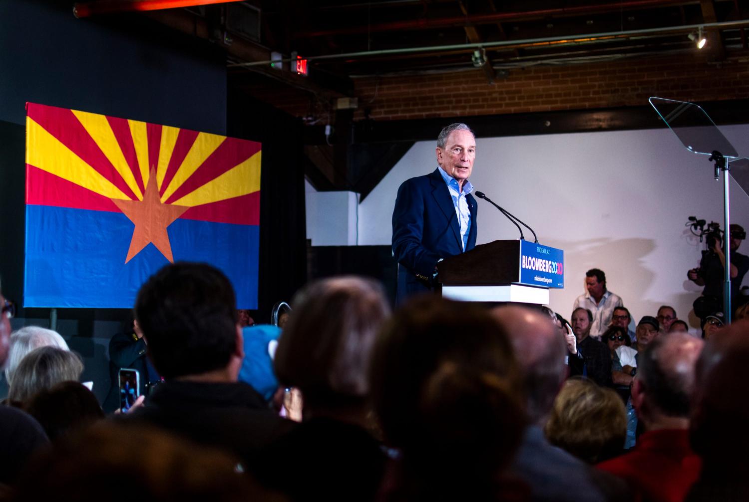 Michael Bloomberg speaks at a 2020 presidential campaign rally in Phoenix on Saturday, Feb. 1, 2020.Mike Bloomberg rally Feb. 1, 2020