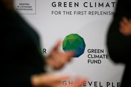 People arrive to attend the Pledging Conference of the Green Climate Fund (GCF) for the First Replenishment in Paris, France, October 25, 2019. REUTERS/Pascal Rossignol