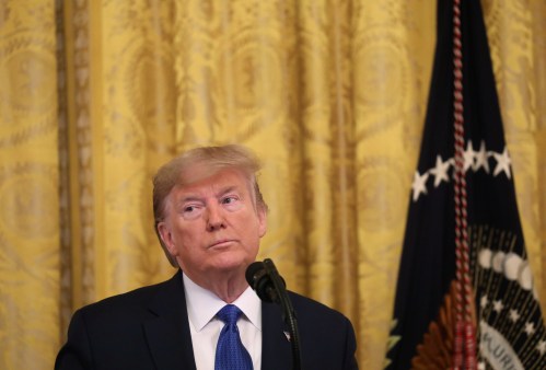 U.S. President Donald Trump delivers remarks at the White House Summit on Human Trafficking in the East Room of the White House in Washington, U.S., January 31, 2020. REUTERS/Leah Millis
