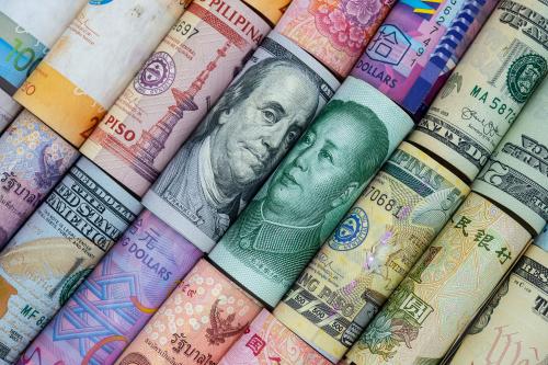 World currencies with the US and China at center