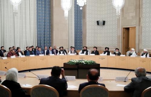 Afghan senior politicians and members of a Taliban delegation attend peace talks in Moscow, Russia May 30, 2019. REUTERS/Evgenia Novozhenina