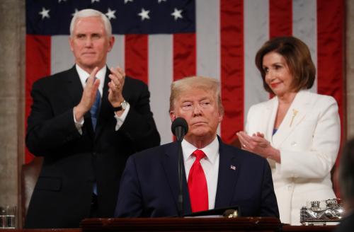 U.S. President Donald Trump delivers his State of the Union address to a joint session of the U.S. Congress in the House Chamber of the U.S. Capitol in Washington, U.S. February 4, 2020. REUTERS/Leah Millis/POOL