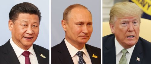 Undated file photos of (left to right) Chinese President Xi Jinping, Russia's Vladimir Putin and Donald Trump of the US who have topped the world's most powerful people annual list produced by business magazine Forbes.