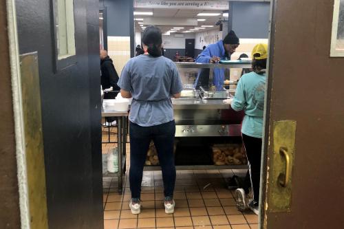 Cecil Barrow, 66, who said he was homeless living on the streets, picks his lunch inside The Bowery Mission in New York, U.S., March 10, 2020.  Picture taken March 10, 2020. REUTERS/Shannon Stapleton