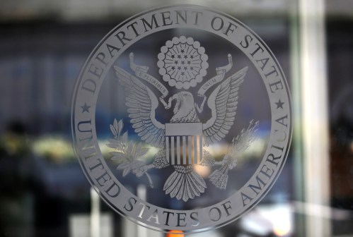 The seal of the United States Department of State is seen in Washington, U.S., January 26, 2017.      REUTERS/Joshua Roberts