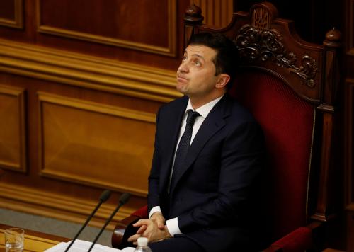 Ukrainian President Volodymyr Zelenskiy reacts during a parliamentary session in Kiev, Ukraine March 4, 2020. REUTERS/Valentyn Ogirenko