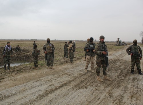 Afghan National Army (ANA) soldiers arrive at the site of last night clashes between Taliban and Afghan forces in Kunduz, Afghanistan March 4, 2020 REUTERS/Stringer        NO RESALES. NO ARCHIVES.