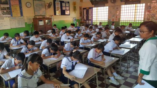 Students at a school in Asia study