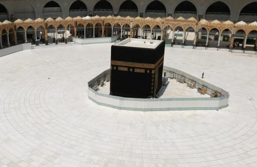 General view of Kaaba at the Grand Mosque which is almost empty of worshippers, after Saudi authority suspended umrah (Islamic pilgrimage to Mecca) amid the fear of coronavirus outbreak, at Muslim holy city of Mecca, Saudi Arabia March 6, 2020. REUTERS/Ganoo Essa