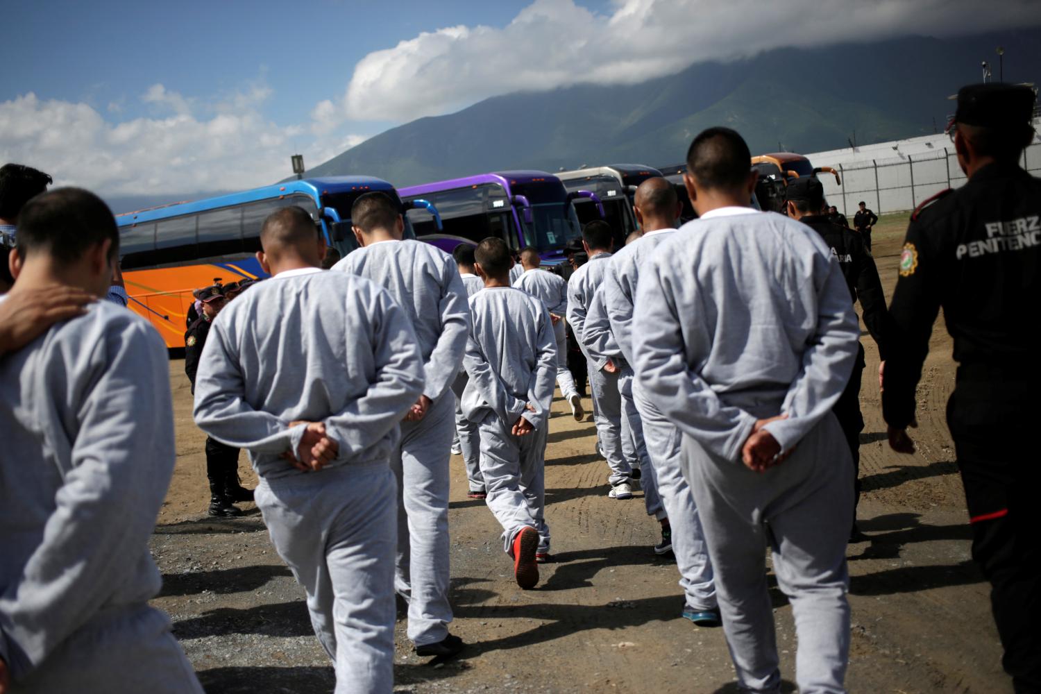 The last inmates of the Topo Chico prison, which will be converted into a public park, are transferred to a new prison in Apodaca, during a closing ceremony in Monterrey, Mexico, September 30, 2019. Picture taken September 30, 2019. REUTERS/Daniel Becerril