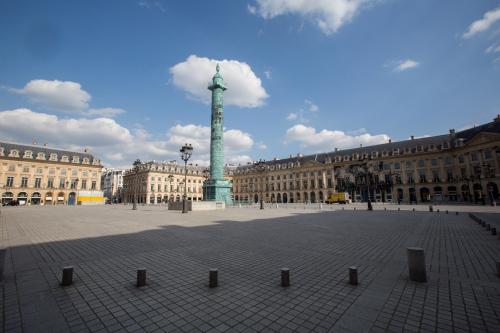 Coronavirus - Covid 19 - School, street and square was empty after Government measure Confinement. No traffic and no pollution. Confinement is necessary for the protection of the public on March 19, 2020 in Paris, France. Photo by Nasser Berzane/ABACAPRESS.COM