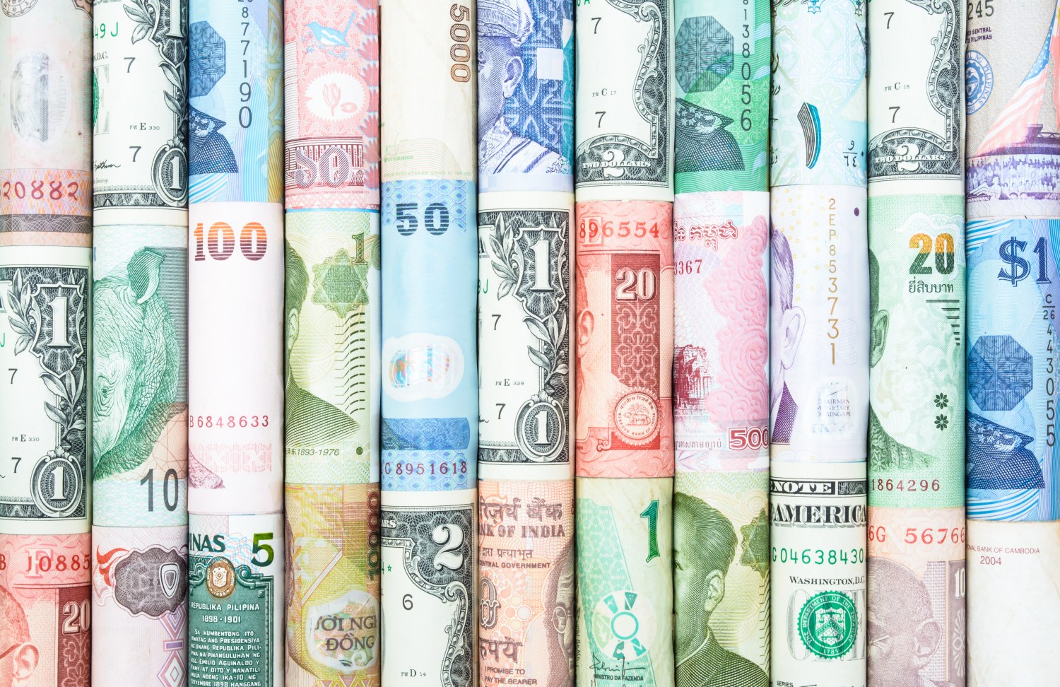 various foreign currencies