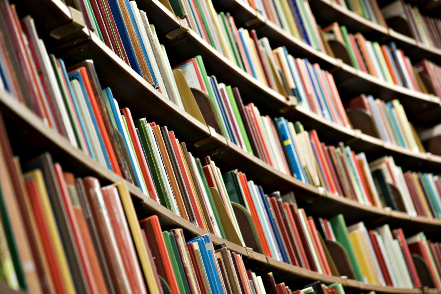 Bookshelf lined with books