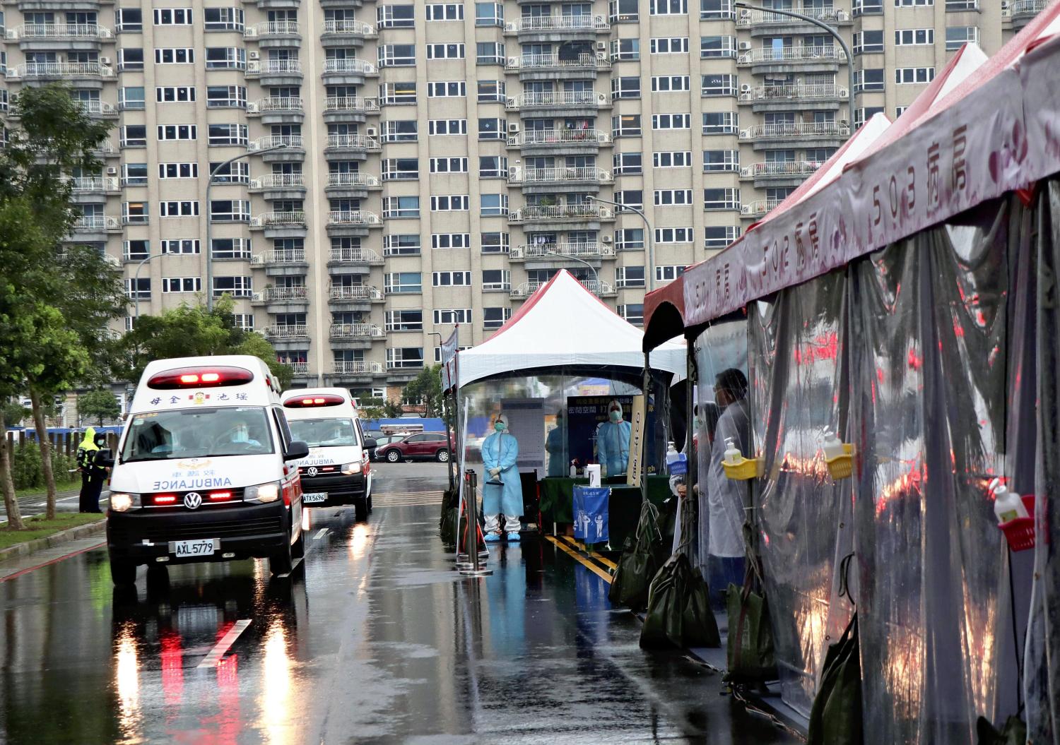 New Taipei city government conducts a drill against community acquired infection of the new coronavirus CIVID-19 in New Taipei city, Taiwan on March 14, 2020.  The World Health Organization (WHO) declared COVID-19 a pandemic, showing the evidence 150,000 people infected with the coronavirus illness in over 130 countries and territories around the world on March 14. ( The Yomiuri Shimbun )