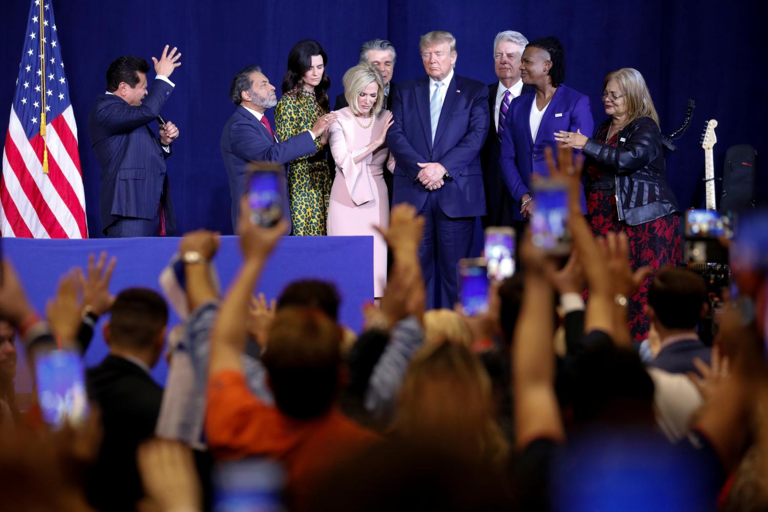 Guillermo Maldonado, pastor of  'El Rey Jesus' Church, prays for the U.S. President Donald Trump before he make a speech to evangelical supports in Miami, Florida, U.S., January 3, 2020.  REUTERS/Eva Marie Uzcategui