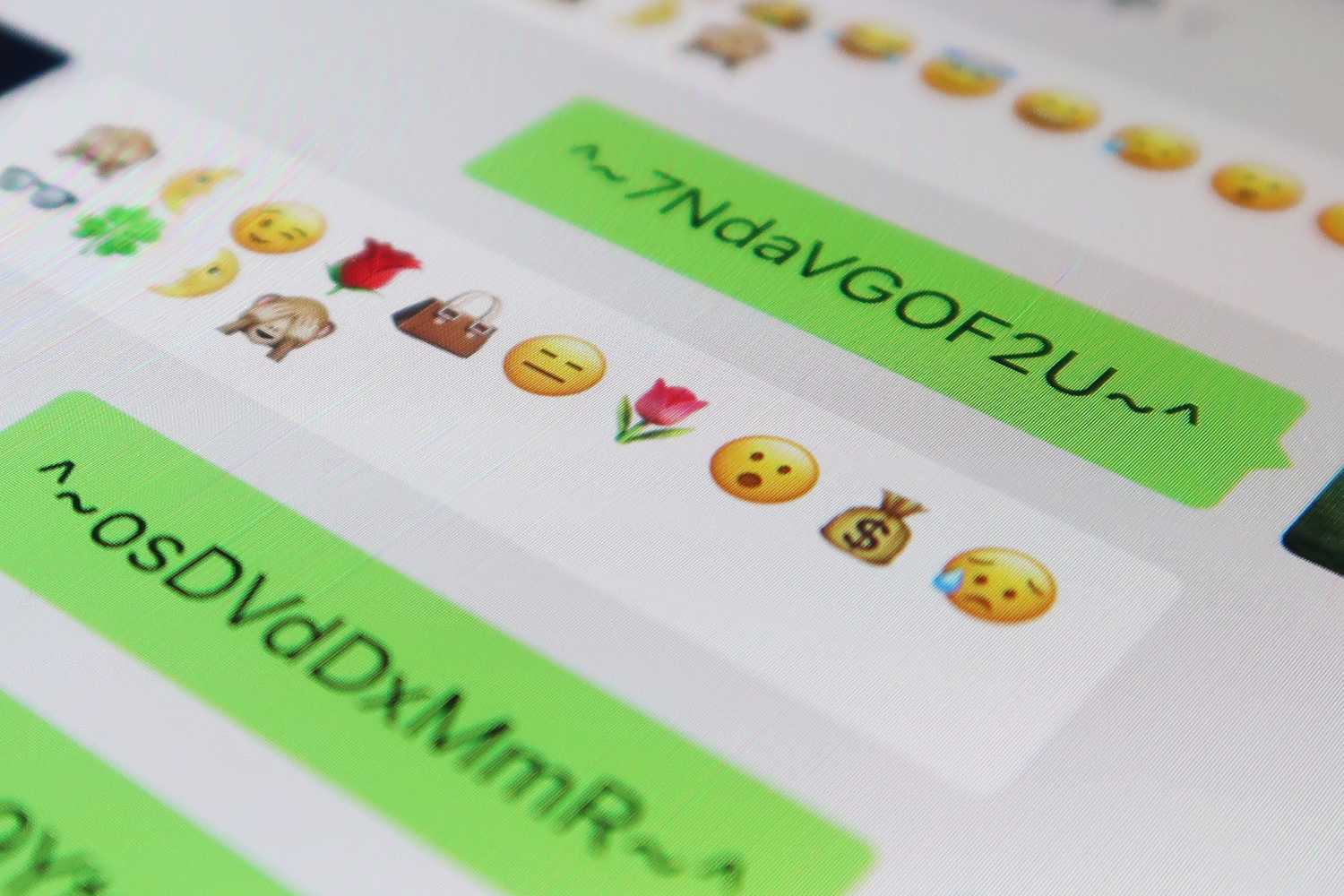 WeChat messages encrypted by Chinese app LeakZero are seen on a mobile phone in this illustration picture taken August 23, 2019. Picture taken August 23, 2019. REUTERS/Florence Lo/Illustration
