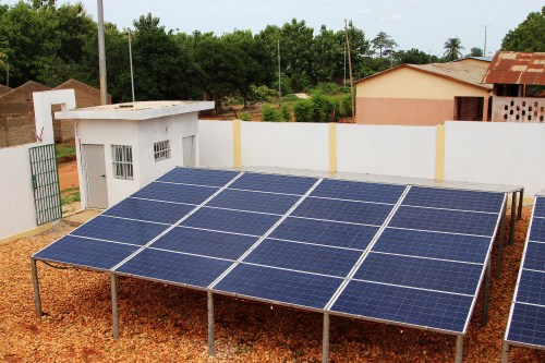 A view shows solar panels, part of the BBOXX and EDF solar energy system used to provide electricity to Sikpe Afidegnon village, Togo May 16, 2019. Picture taken May 16, 2019. REUTERS/Noel Kokou Tadegnon