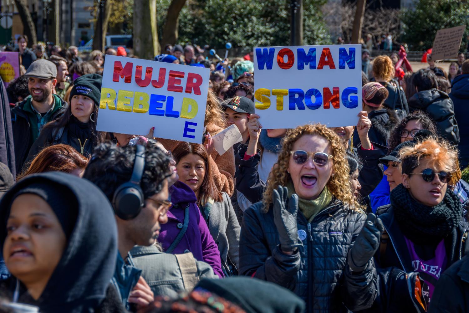 For the fourth year in a row, Women's Strike NYC will be out in the streets in a gathering at Washington Square Park on March 8, 2020 reclaiming the anti-capitalist roots of International Working Women's Day and highlighting some of the major struggles at the crossroads of feminist and labor organizing identified by the March 8th Coalition. (Photo by Erik McGregor/Sipa USA)No Use UK. No Use Germany.