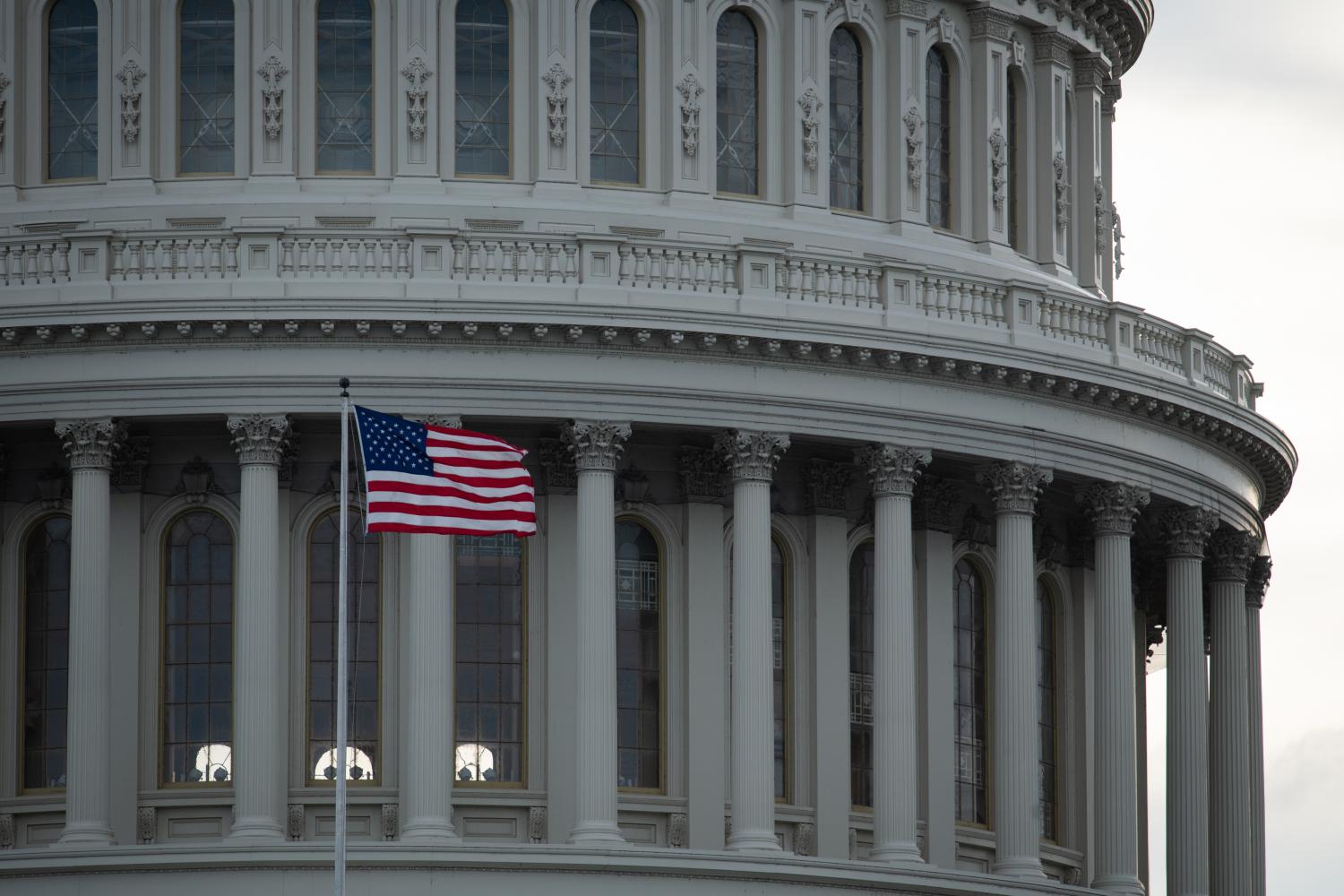 A detail view of the U.S. Capitol Building in Washington, D.C., on May 28, 2020 amid the Coronavirus pandemic. This week marked 100,000 confirmed COVID-19 deaths in the United States, as outbreaks accelerated in more than a dozen states and many countries across the global south according to reports. (Graeme Sloan/Sipa USA)No Use UK. No Use Germany.