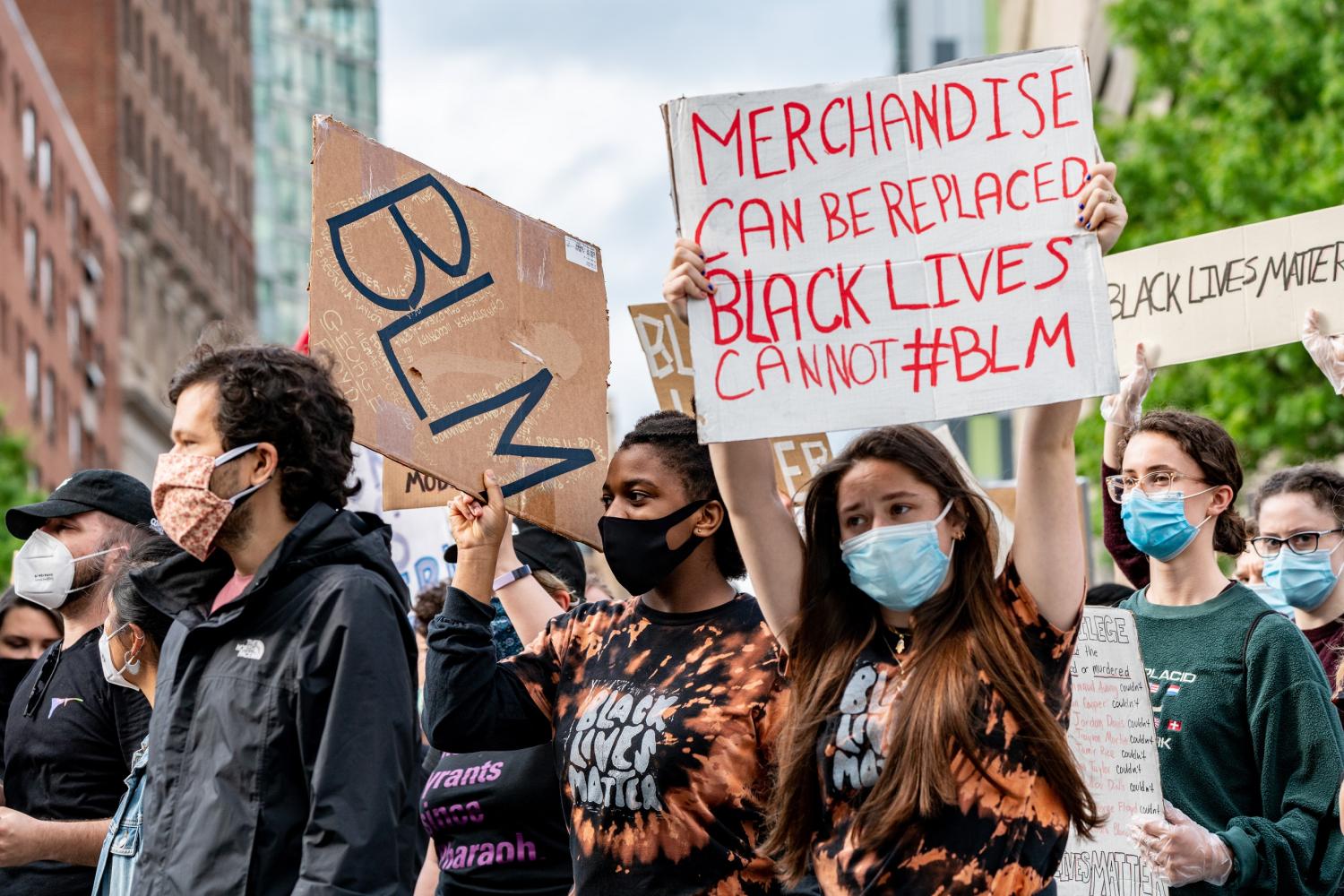 June, 7 2020, Boston, Massachusetts, USA: Protesters rally in response to deaths of George Floyd and against police brutality and racism in in Boston, Massachusetts.  No Use China. No Use Taiwan. No Use Korea. No Use Japan.