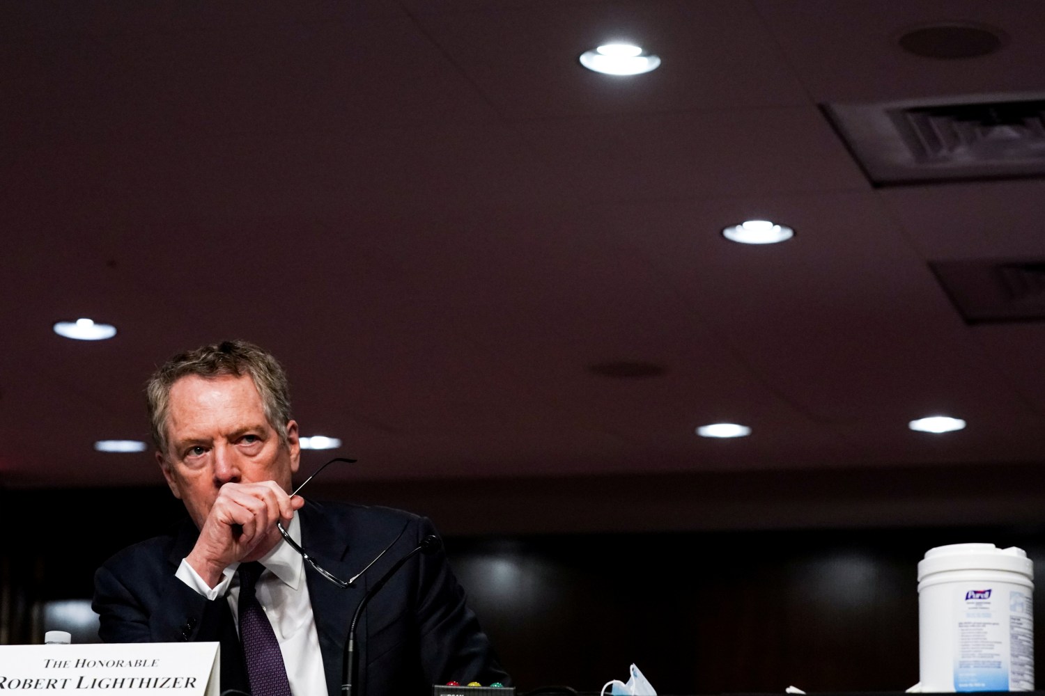 U.S. Trade Representative Robert Lighthizer listens during a Senate Finance Committee hearing on President Donald Trump's 2020 Trade Policy Agenda on Capitol Hill in Washington, D.C., U.S., June 17, 2020. Anna Moneymaker/Pool via REUTERS