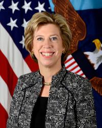 Ellen Lord, Under Secretary of Defense (Aquisition, Technology and Logistics), poses for her official portrait in the Army portrait studio at the Pentagon in Arlington, Virginia, Aug 10, 2017.  (U.S. Army photo by Monica King/Released)