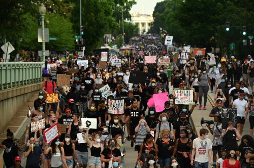 Demonstrators protesting against racial inequality in Washington, DC