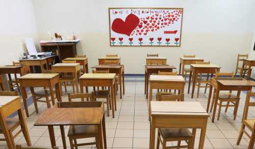 A view of an empty classroom at a school, as Lebanon's education system is in limbo with multiple challenges, in Beirut, Lebanon, June 8, 2020. Picture taken June 8, 2020. REUTERS/Mohamed Azakir