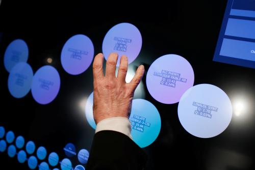 Calice Becker, a French master perfumer at Givaudan, interacts with 'Carto', an Artificial Intelligence powered tool, in Paris, France February 10, 2020. Picture taken February 10, 2020. REUTERS/Gonzalo Fuentes