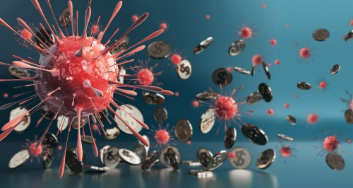 Illustration of coronavirus and money