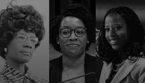 Representative Shirley Chisholm, Representative Lauren Underwood, and Representative Ludmya "Mia" Love.