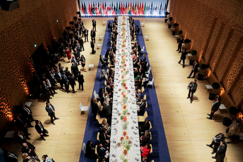 Deligates attend the official dinner at the Elbphilharmonie Concert Hall during the G20 summit in Hamburg, Germany July 7, 2017. REUTERS/Kay Nietfeld,Pool