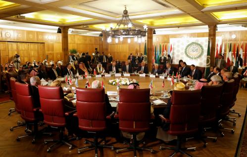 A general view shows a meeting of the Arab League's foreign ministers after U.S. President Donald Trump announced his Middle East peace plan, in Cairo, Egypt, February 1, 2020. REUTERS/Mohamed Abd El Ghany