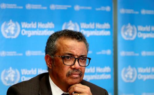 FILE PHOTO: Director General of the World Health Organization (WHO) Tedros Adhanom Ghebreyesus attends a news conference on the situation of the coronavirus (COVID-2019), in Geneva, Switzerland, February 28, 2020. REUTERS/Denis Balibouse/