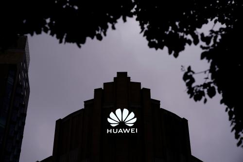 FILE PHOTO: Huawei's new flagship store is seen ahead of tomorrow's official opening in Shanghai, following the coronavirus disease (COVID-19) outbreak, China June 23, 2020. REUTERS/Aly Song/File Photo