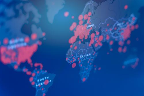 Map showing COVID-19 outbreaks around the world.